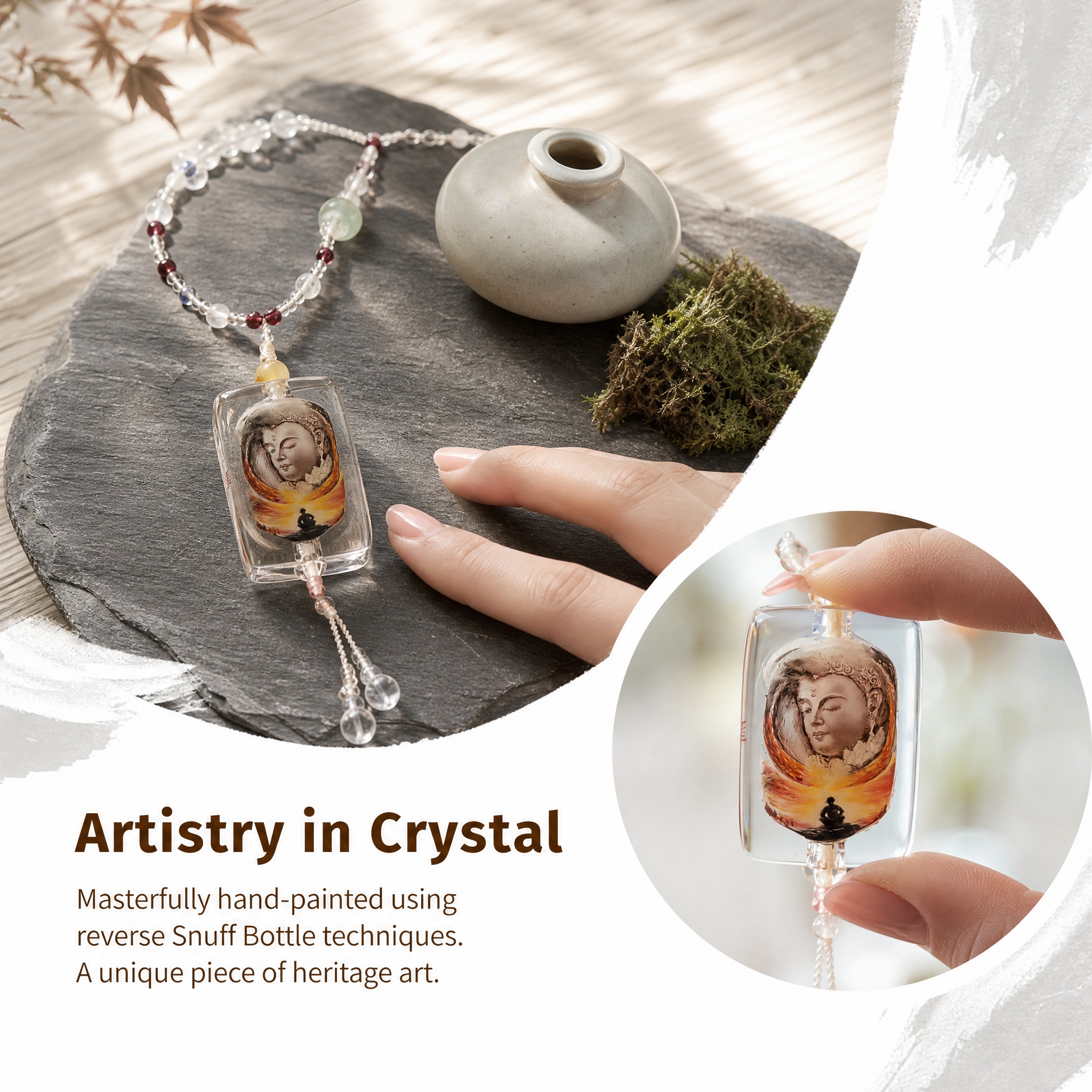 Intangible Cultural Heritage - Engraved Porcelain Necklace - Image 2
