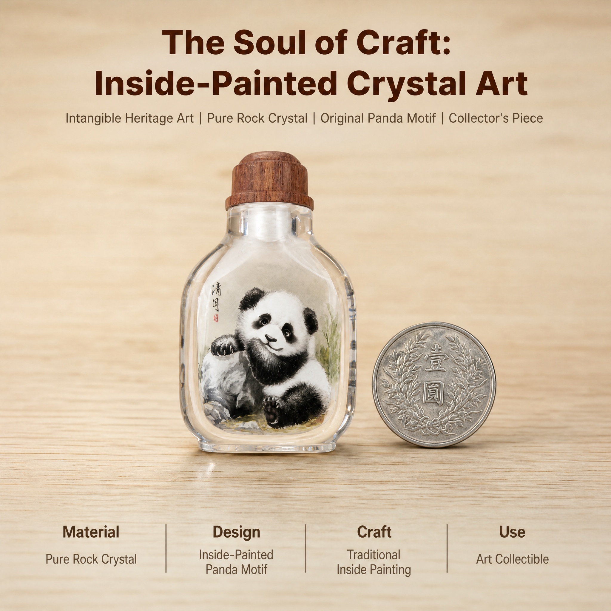 Engraved Ceramic Small Pot (Baby Panda)
