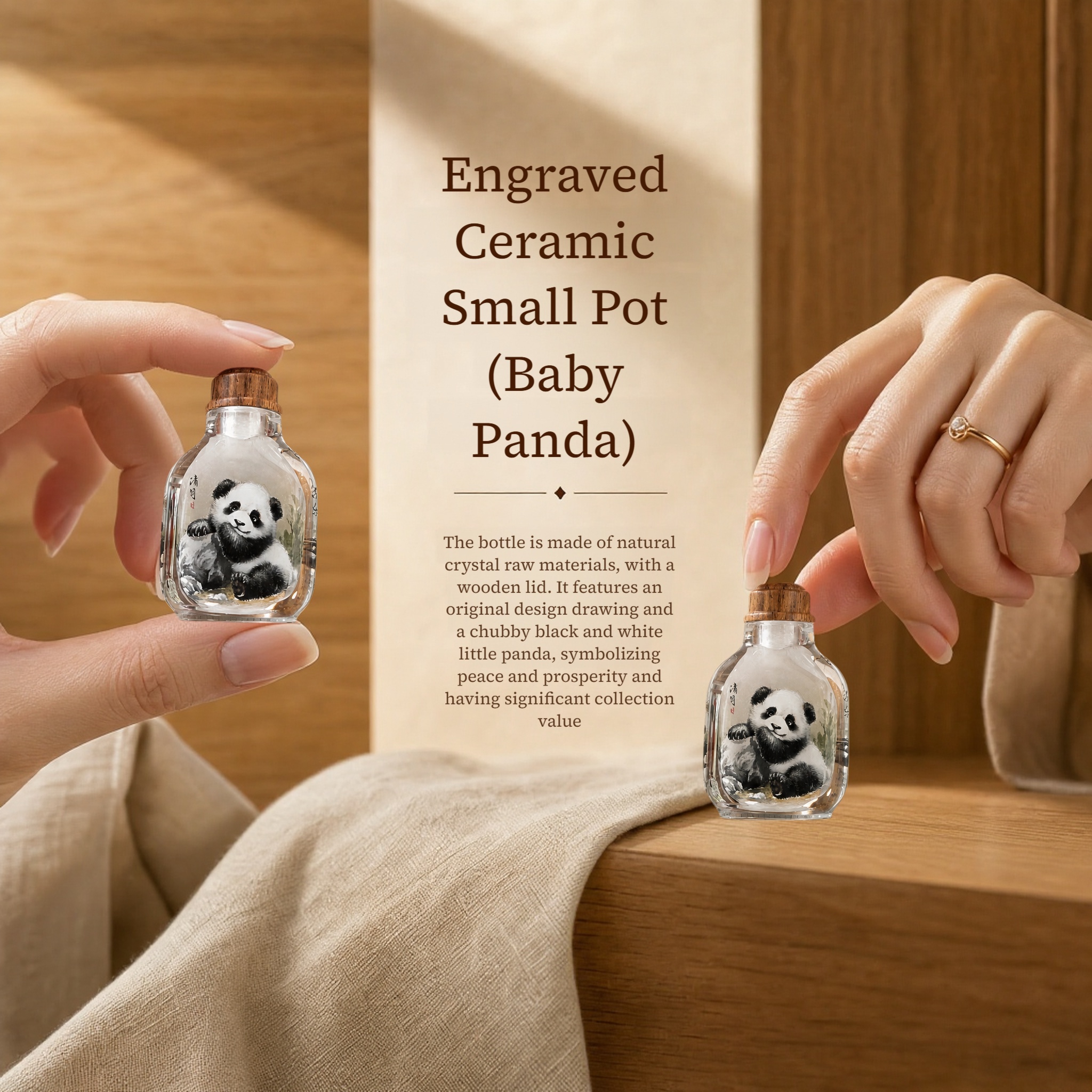 Engraved Ceramic Small Pot (Baby Panda) - Image 2